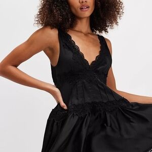 Free People Black Lace Mini Dress